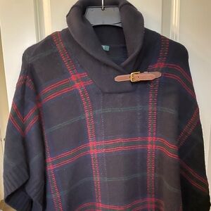 Ralph Lauren, cape/poncho, plaid size large, extra large, EUC